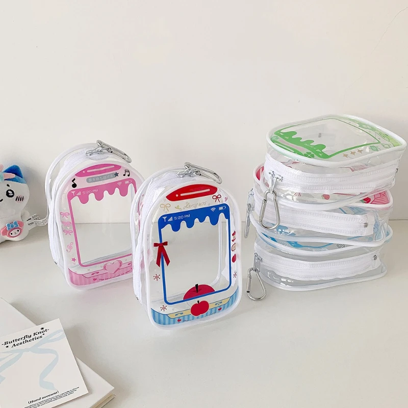 Kawaii أكياس تخزين دمية PVC شفافة لدمى القطن دفع 13 سنتيمتر لطيف الفراولة واقية حقيبة الألم مع سلسلة المفاتيح #5