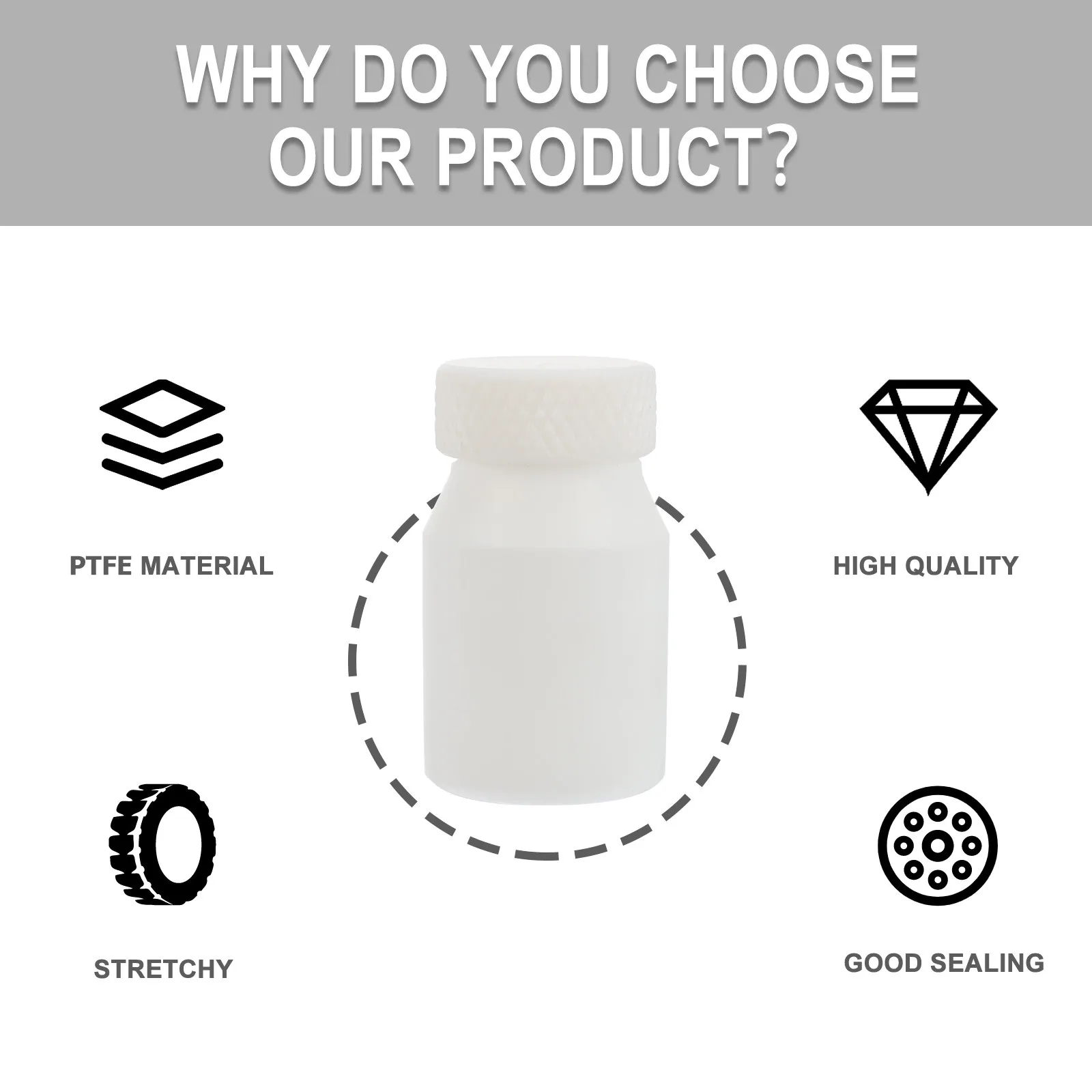 

25Ml Laboratory Reagent Bottle Ptfe Material Chemical Refillable Container Anti Leak Cover for Sample Sealing Water Storage