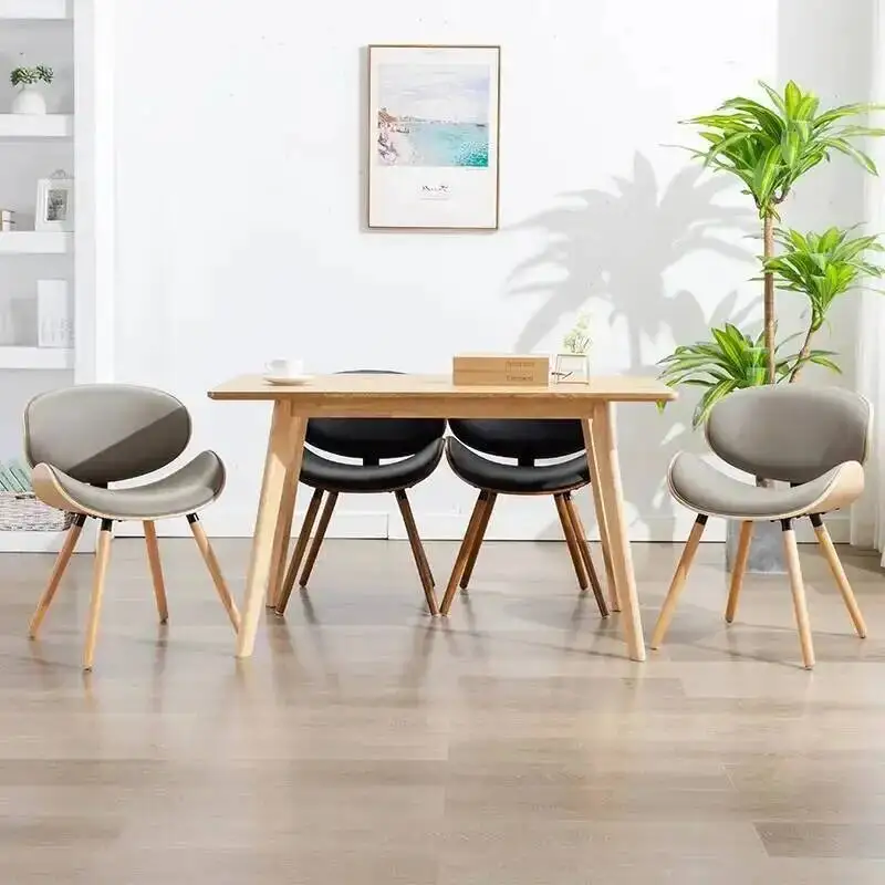 back, family, solid chair European beetle shape small modern space saving practical simple wood luxury leather dining chair
