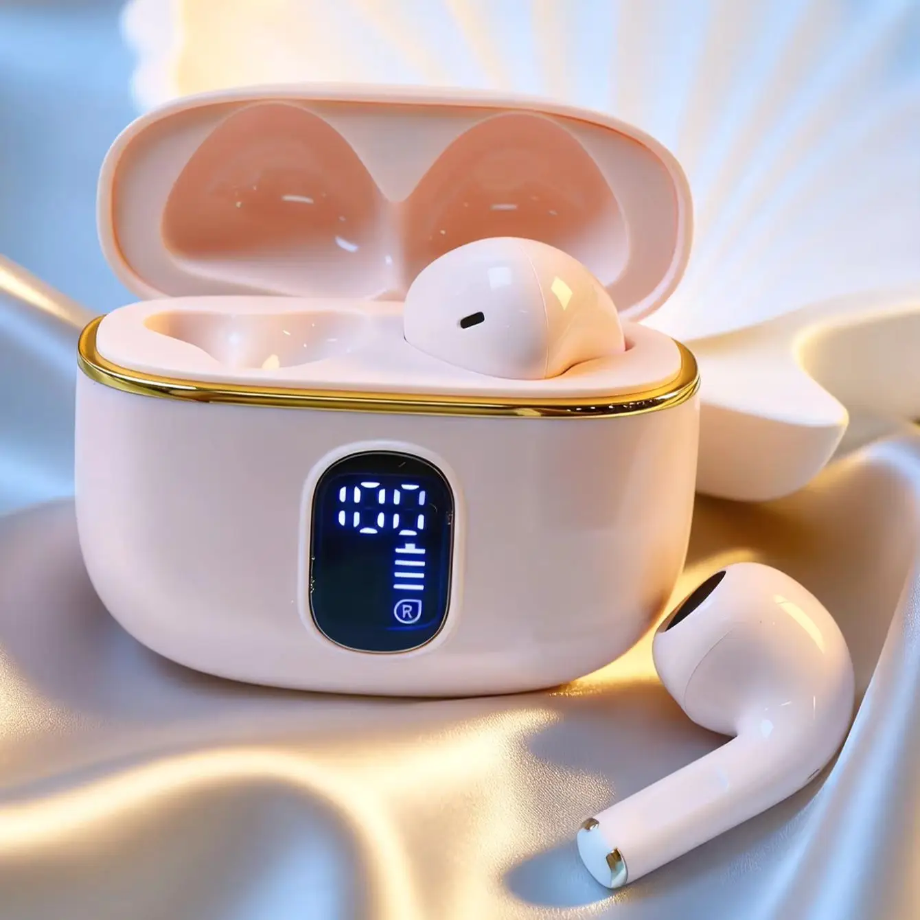 Limited Platform Subsidy Glossy Pastel Tone Bluetooth Earbuds Digital LED Display Semi In Ear Wireless Headset Game Low Latency