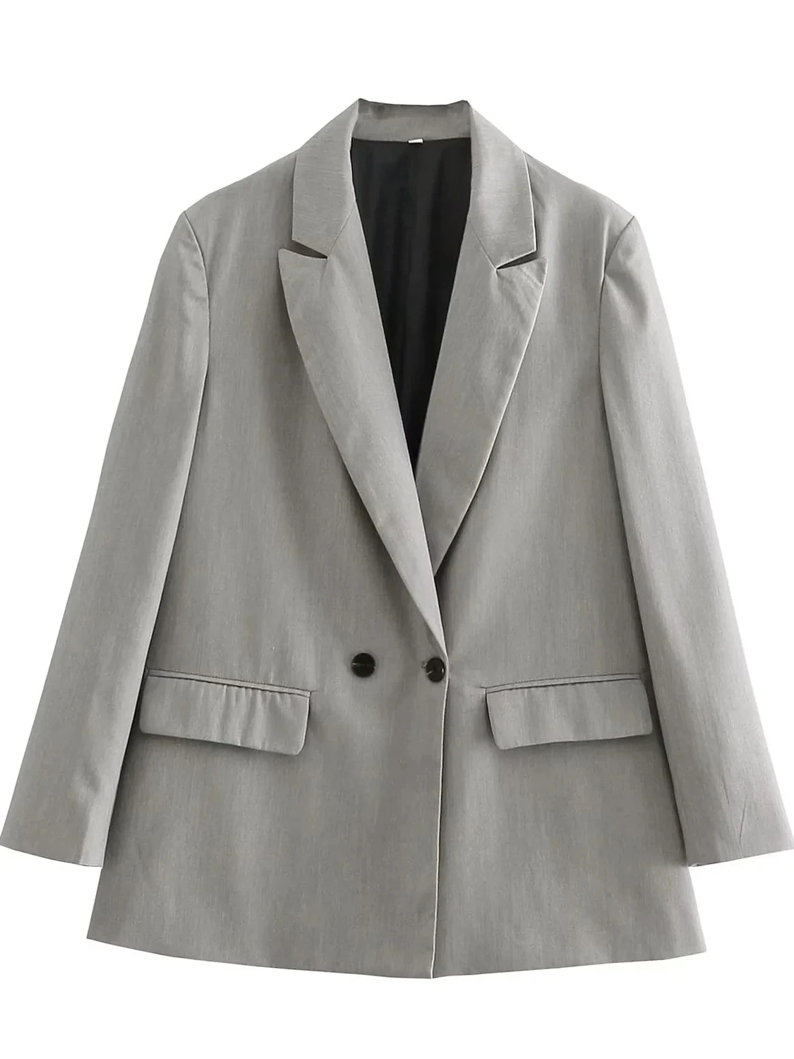 بدلة نسائية بيضاء غير رسمية للتنقل Jaet مزدوجة الصدر فضفاضة تناسب طويلة Sve ملابس عمل متعددة الاستخدامات