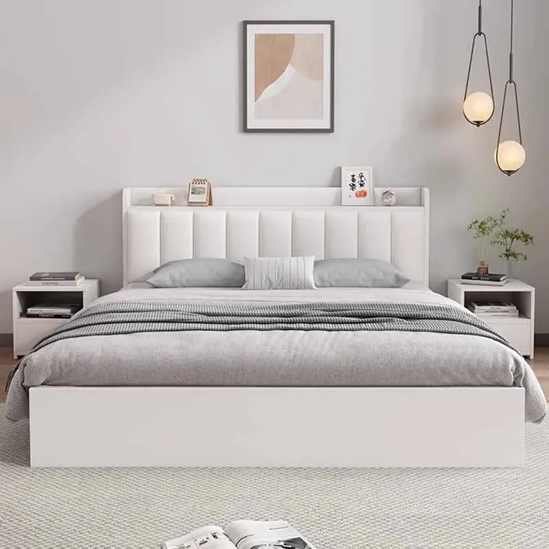 

Elastic High End Double Beds Waterproof Kawaii Upholstered Queen Beds Twin Modern White European Camas De Dormitorio Furniture