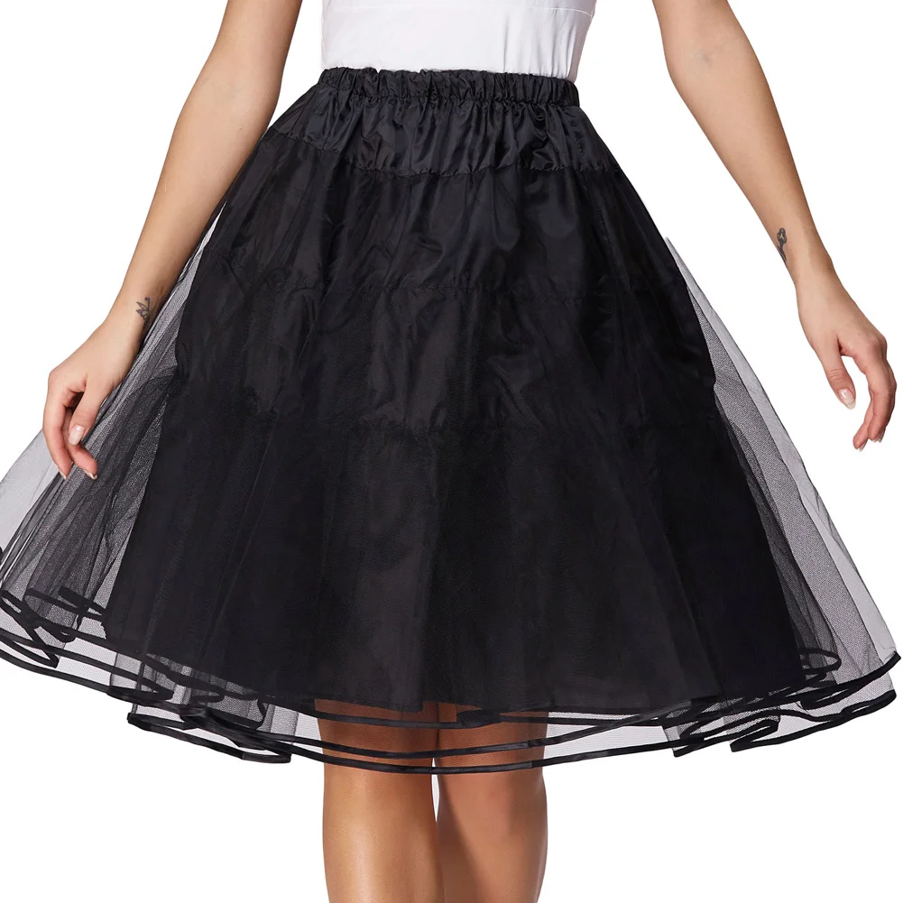 

Belle Poque Women's A-line Mesh Skirt Retro Skirt Vintage Dress 3 Layers Tulle Netting Petticoat Elastic Waist New Tulle Skirts