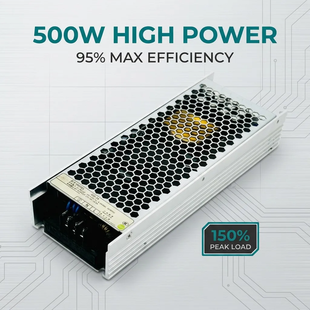 500W 48V Slim Type Switching Power Supply Fanless Design Single Output High Efficiency Active PFC Industrial AC DC Power Adapter