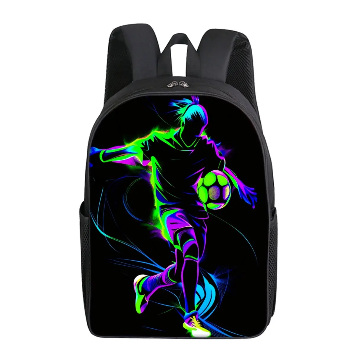 

Simple Style Prismatic Football Print Single Layer Backpack for Boys/Girls Children Best Gifts 2D Flat Cartoon School Bags