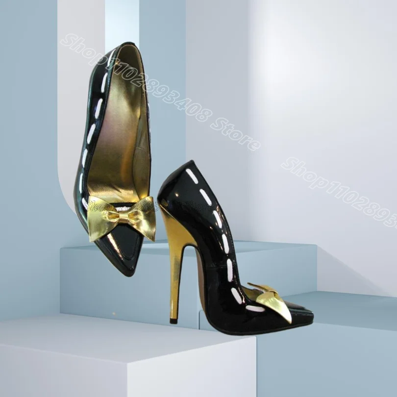 

Black Bowknot Stiletto Pumps Slip on Pointed Toe Leather Elegant New Fashion Women Party Sexy Pumps 2025 Zapatos Para Mujere