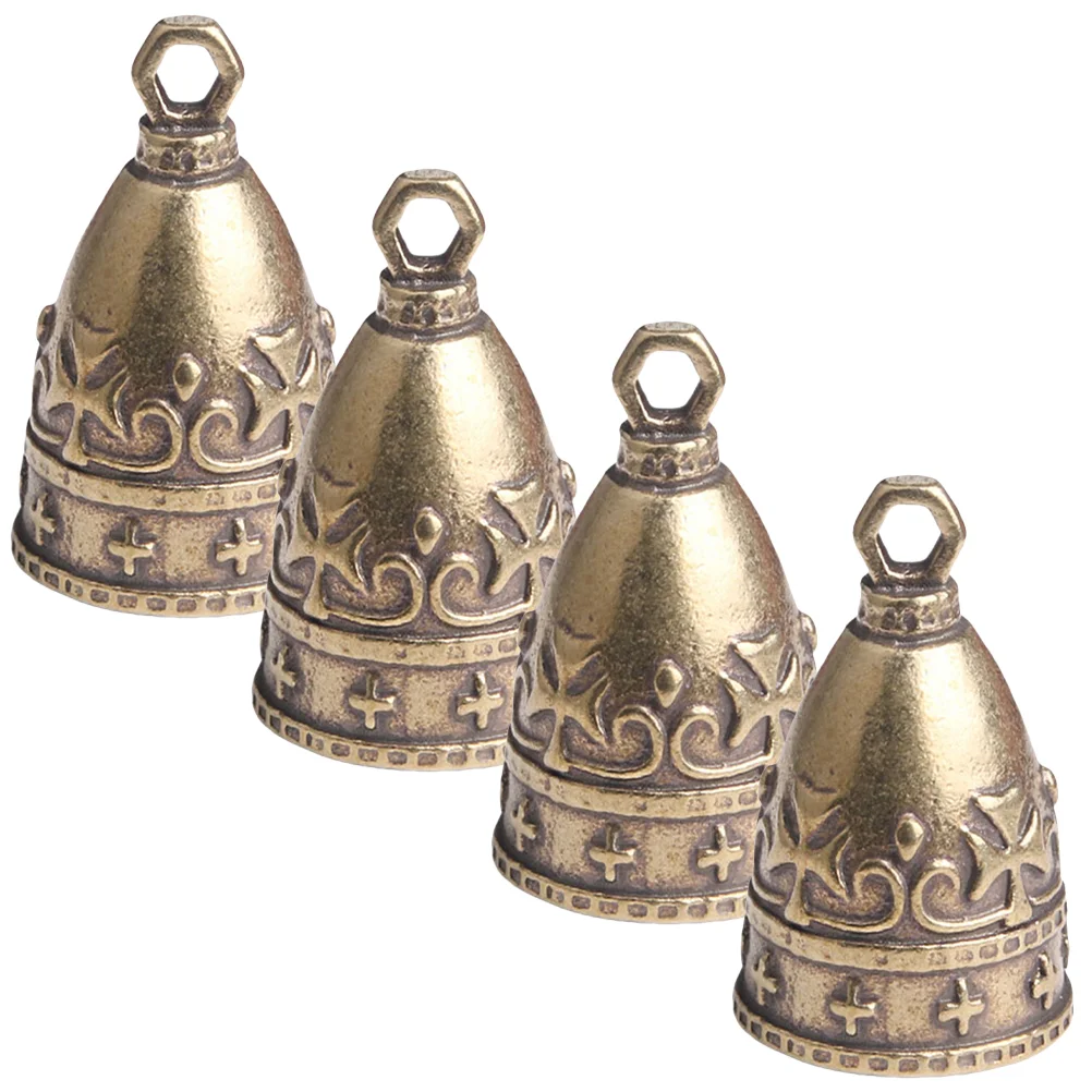 

4pcs Vintage Copper Bells Distressed Pattern Wind Chimes Trumpet Pendant Decor Metal Bell for Tree Hanging Charms Craft