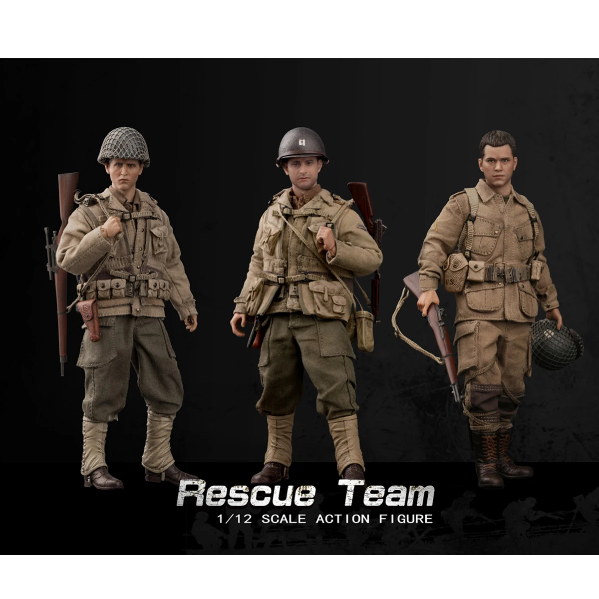 HiPlay POPTOYS 1/12 Classic Movie WWII US Rescue Squad Captain/Shooter/Soldier 3pcs Set Action Figures