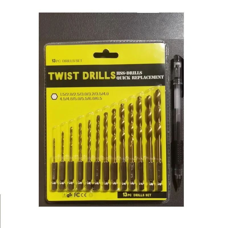 Imagem -06 - Hex Haste da Broca de Torção Broca Hss Bits 13 Peças Ferramentas de Poder Titânio Revestido Buraco Saw 1.5 2.5 3.5 4.5 5.5 6.5 mm 1