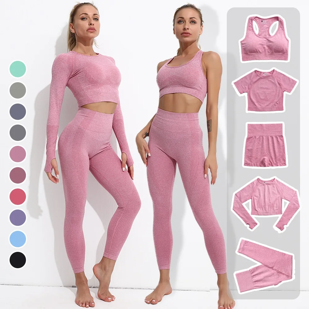 

Fitness Workout Clothing Womens Gym Sets Fitness Apparel Suit Sport Active Wear 5pcs Yoga Set Yoga Clothes