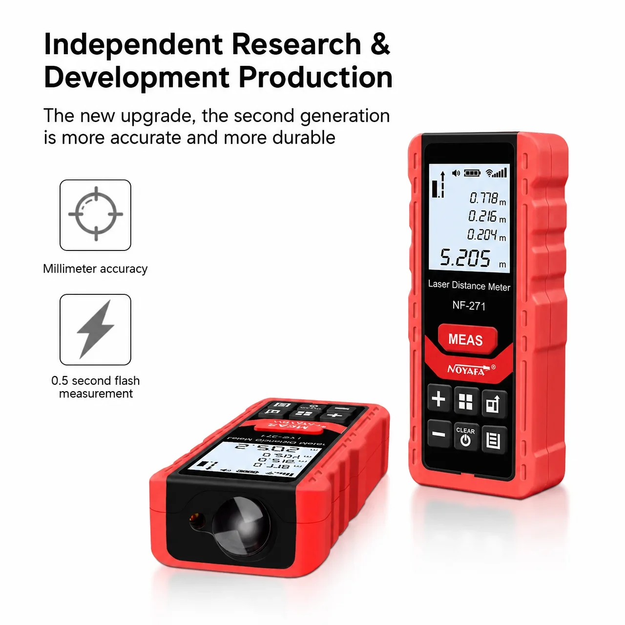 Noyafa NF-271-70M Red Laser Rangefinder Measurement Accuracy 0.002m Building Laser Distance Meter Measuring Tools