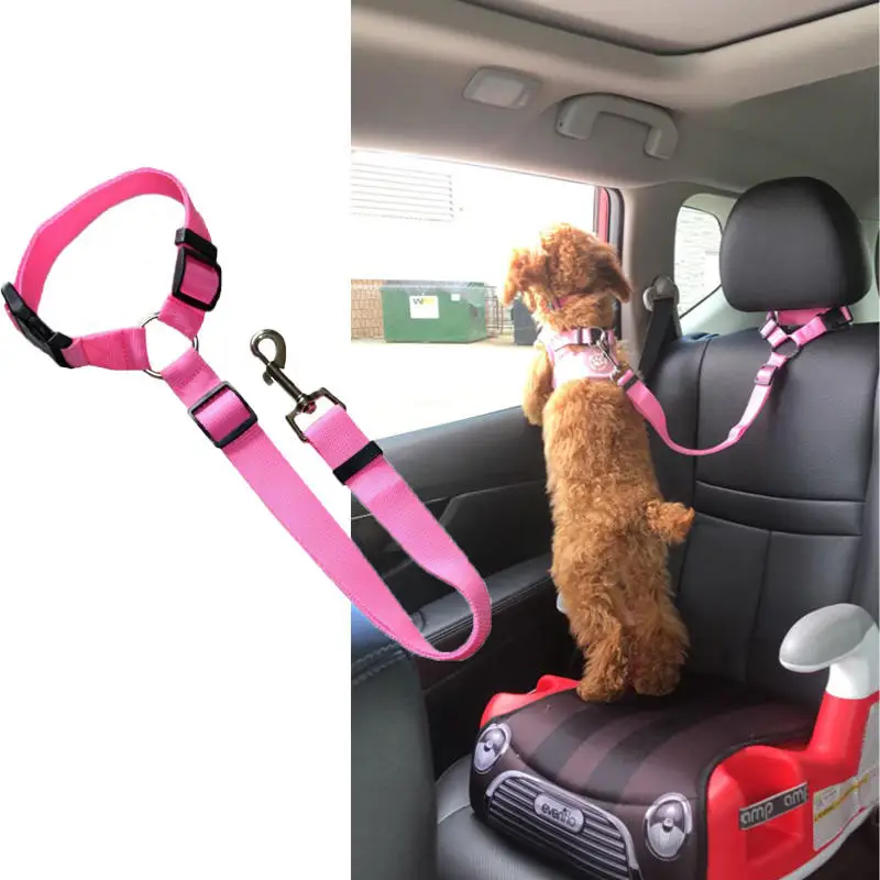 Pet Safety Two-in-one Nylon Adjustable Dogs Harness Collar Pet Dog Accessories Pet Car Seat Belt Lead Leash Backseat Safety Belt