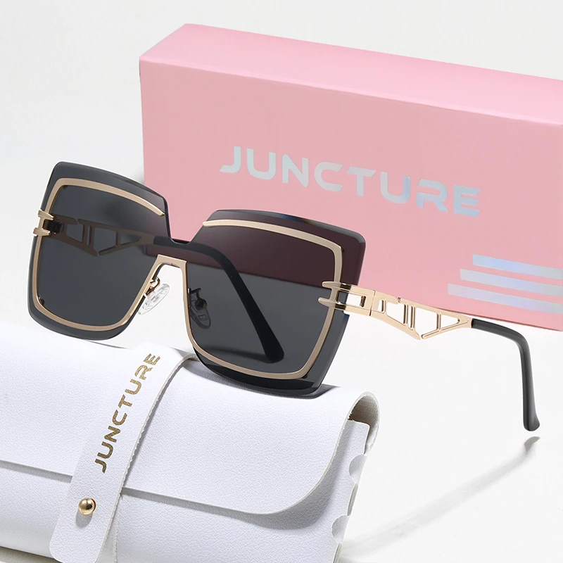 Juncture moda feminina óculos de sol vestir óculos de sol grande quadro gradiente senhora óculos festa presentes do feriado óculos de sol para mulher