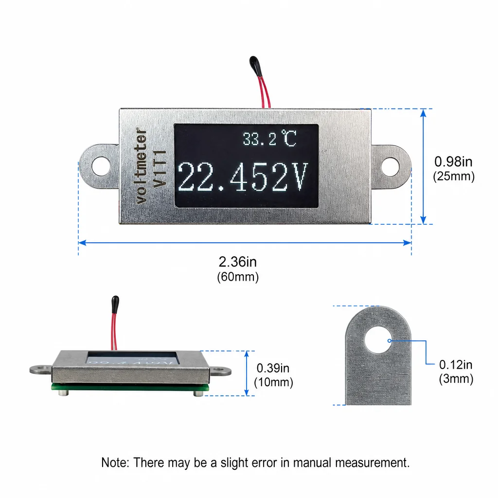 0,5 Zoll DC5-30V OLED-Display Digitales Voltmeter Digitaler Temperatursensor NTC-Sonde 1-6S Spannungsüberwachung – Detail 6