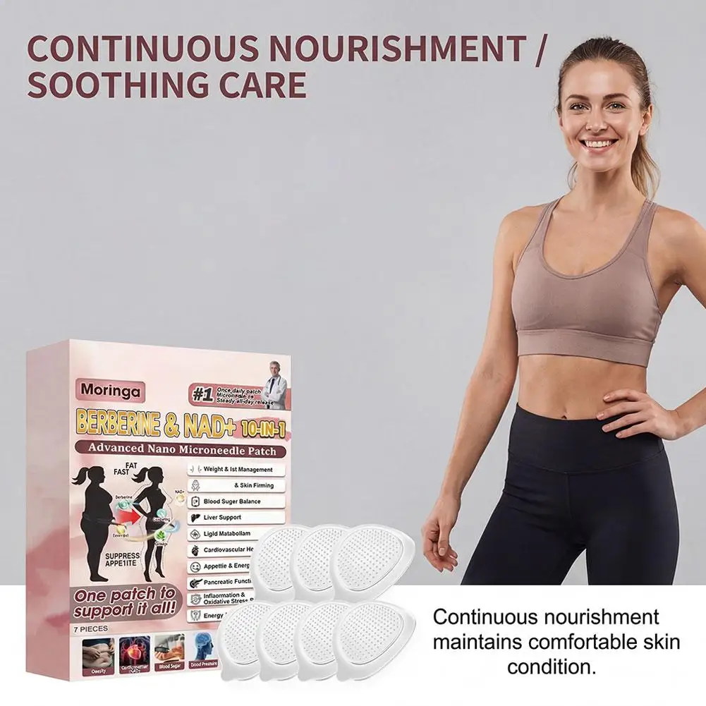 1-10X Moringa Berberine & NAD+ 10-in-1 Advanced Nano Microneedle Patch - Dual-effect Weight & Fat Management For Men Women Daily