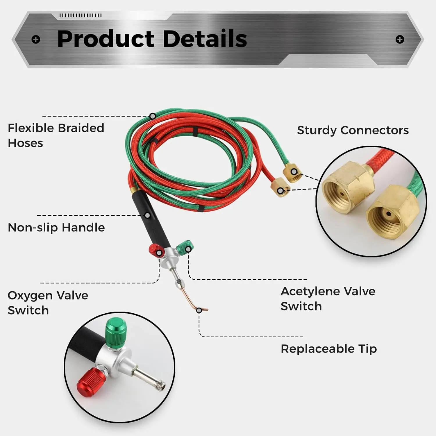 5-Tip Mini Jewelry Welding Torch Kit Portable Oxygen Propane Soldering Gun for Crafts and Electronics Repair with Flexible Hose