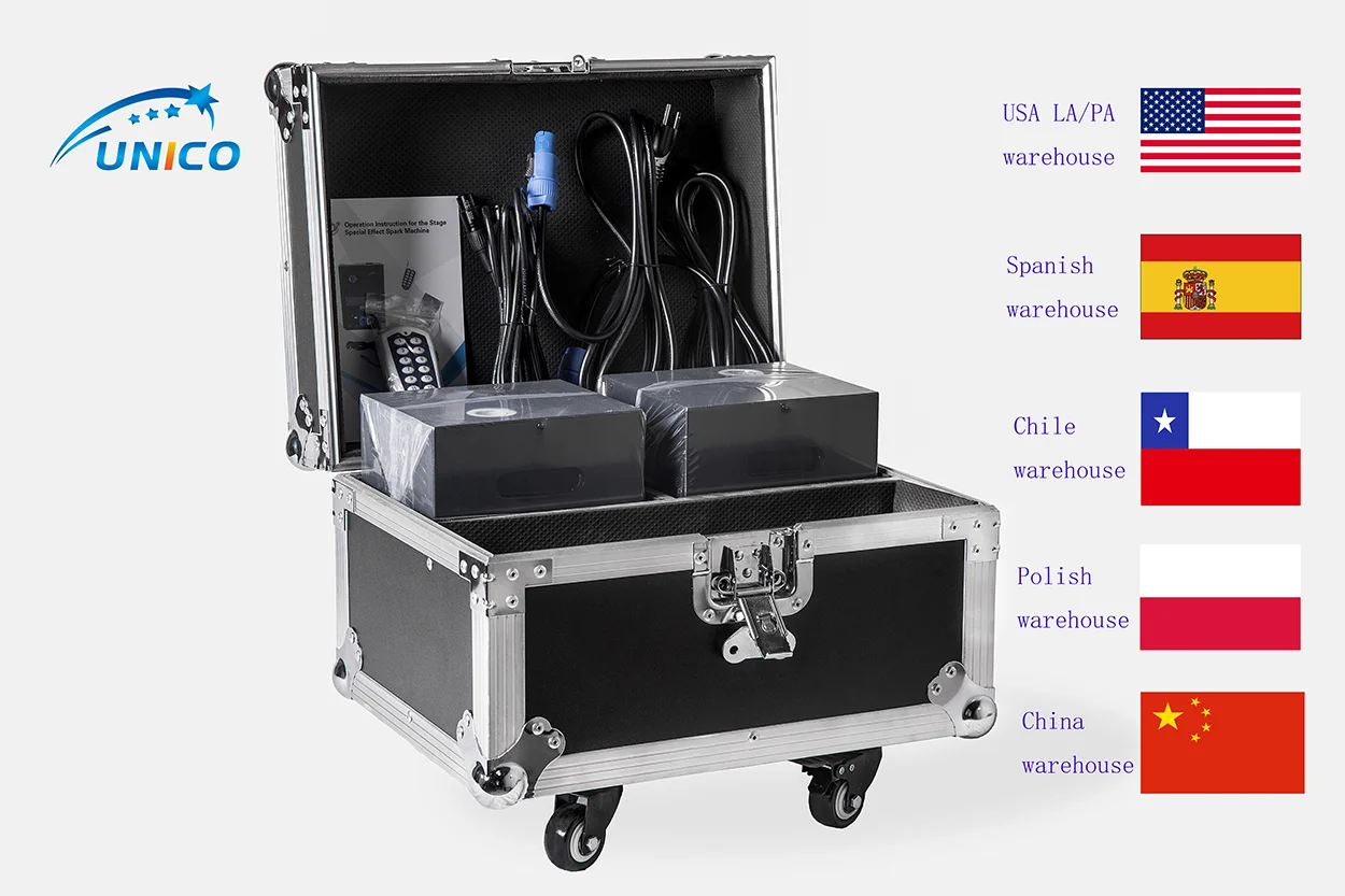 

2pcs cold sparks machine with flycase 600w Cold Firework Machine DMX Remote Control Sparking Spark Machine For Wedding