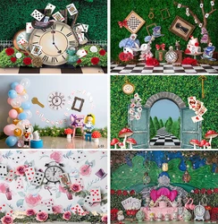 Fairy Tale Princess One Birthday Cake Smash Backdrop Alice In Wonderland Tea Party Background Photography Green Forest Photocall