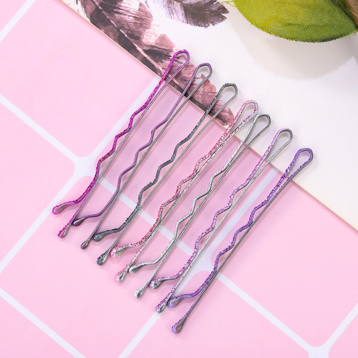 

96pcs Glitter Powder Hair Clips Metal Bobby Pins Golden Pink Purple Black Durable Travel Gym Styling Barrettes For Women