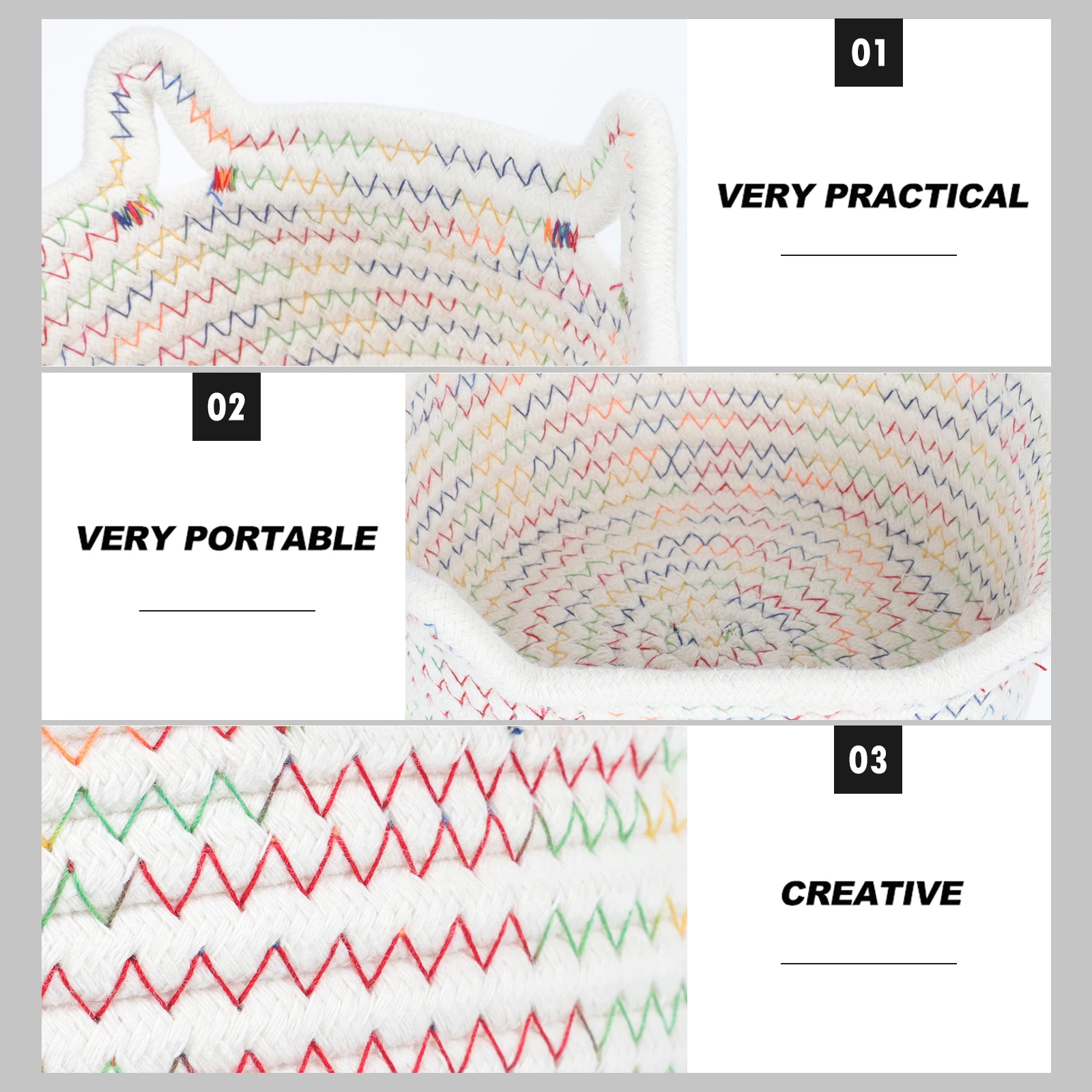 

Cat Ear Storage Basket Woven Cotton Large Box Home Decor Organizer Rope Bins Bedroom Accessories Beauty Products Letters