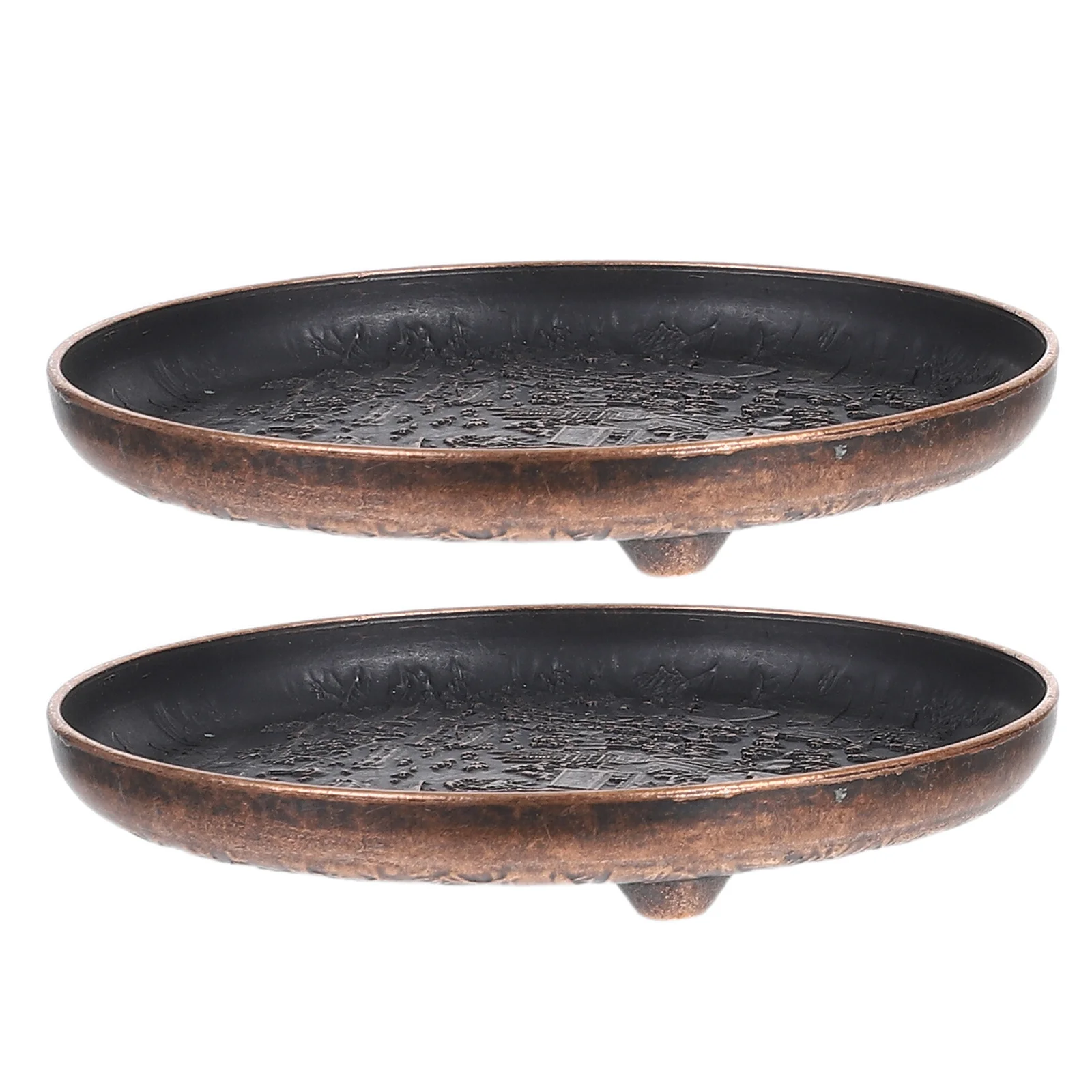 

2Pcs Metal Saucers Sturdy Copper Materials Exquisite Appearance Smooth Edges Tea Coffee Cup Saucers Home Decorative