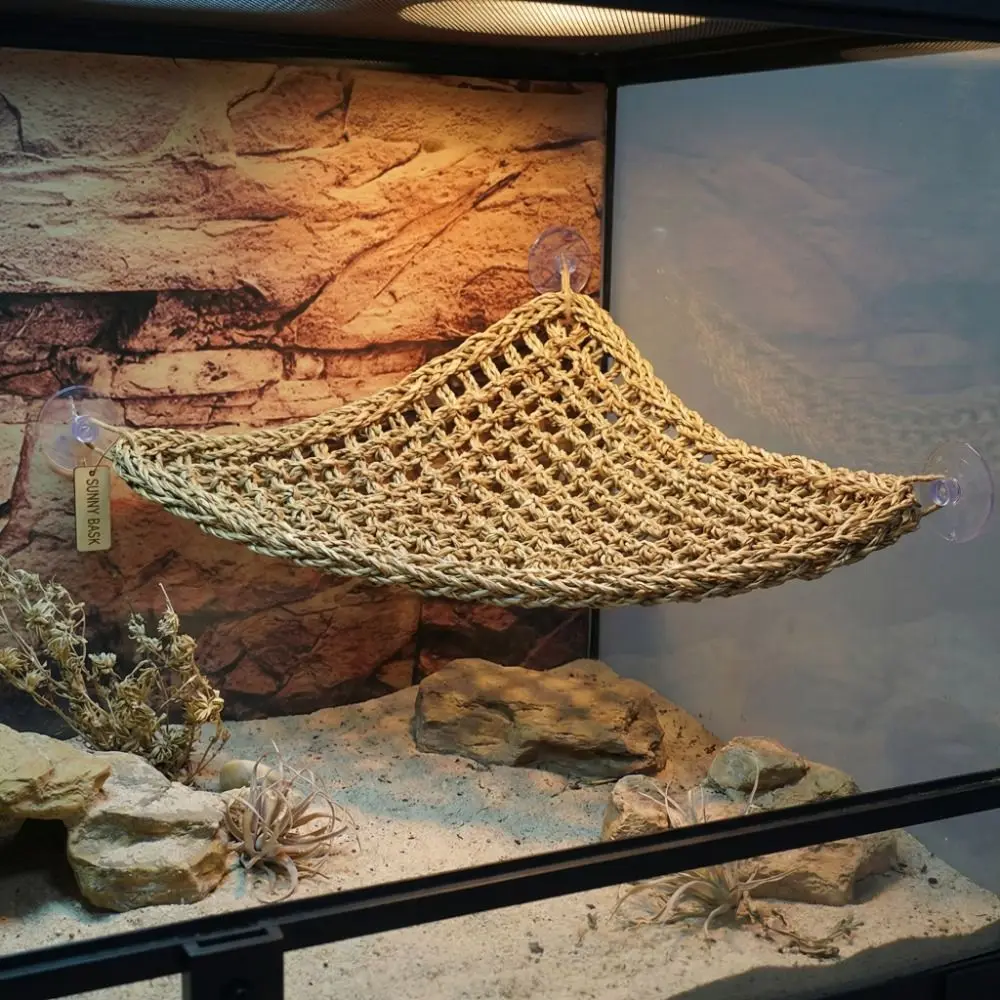 Reptile Accessories Suction Cup Lizard Hammock Hanging Breathable Mesh Pet Bed Swing Decorative Pet Climbing Net Reptile Play