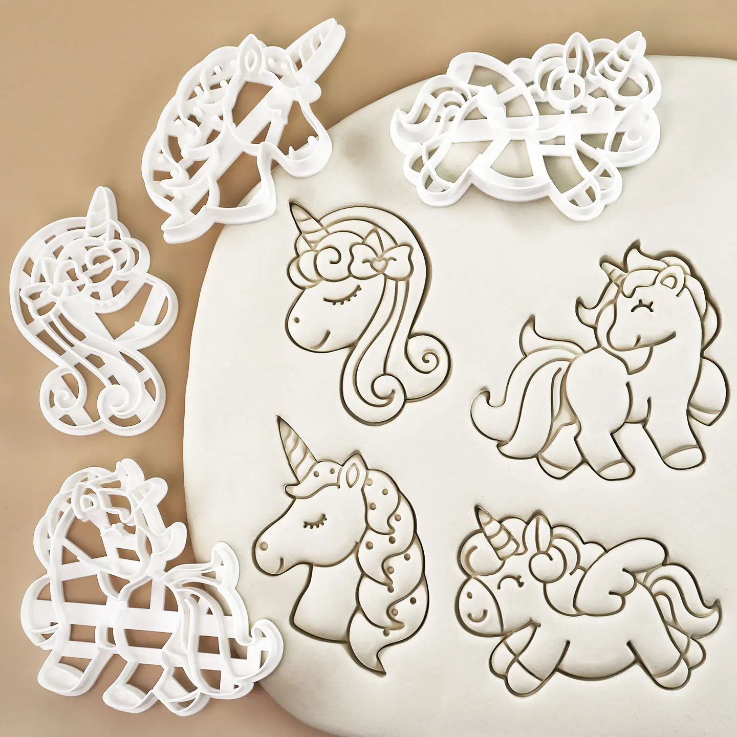 4 Pcs Unicorn Cookie Cutters Set Cute Unicorn Themed Baking Molds for Girls Birthday Baby Shower Party Pastries Biscuits