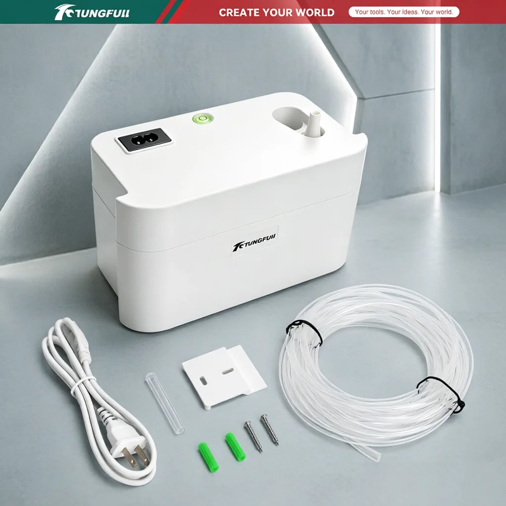 TUNGFULL Mini Condensate Pump AC Drainage Pump External Automatic Start Stop Low Noise Water Lifting Pump for Wall Mounted Unit