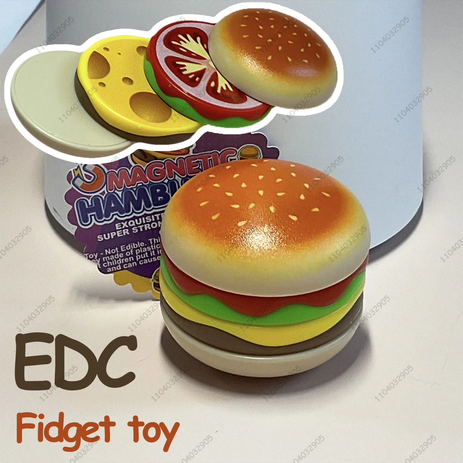 EDC jouet Hamburger Fidget Spinner tdah Burger jouet doigt pointe carte pousser soulagement du Stress son basé Relaxation pour adultes