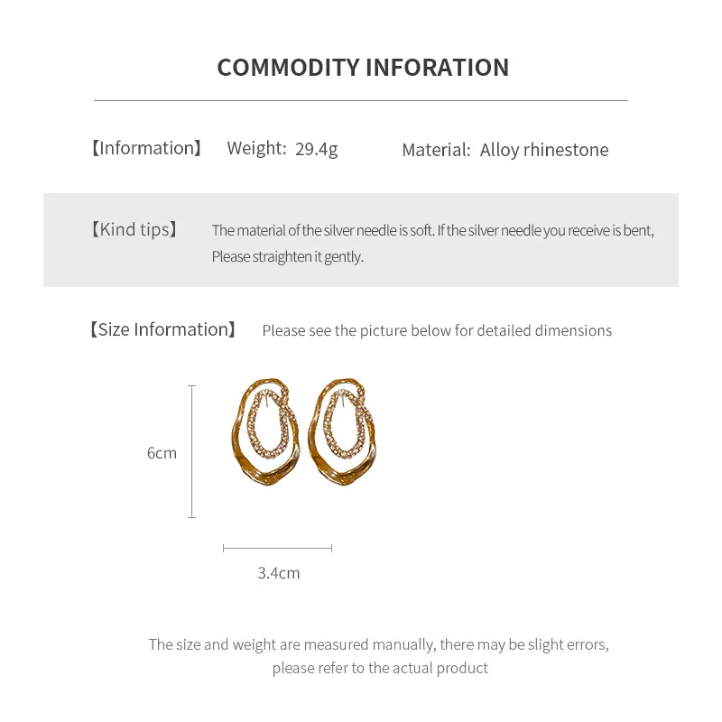Oval Inlaid Rhinestone Earrings for Women European and American Design Sense Stud Earrings High Sense Light Luxury Jewelry