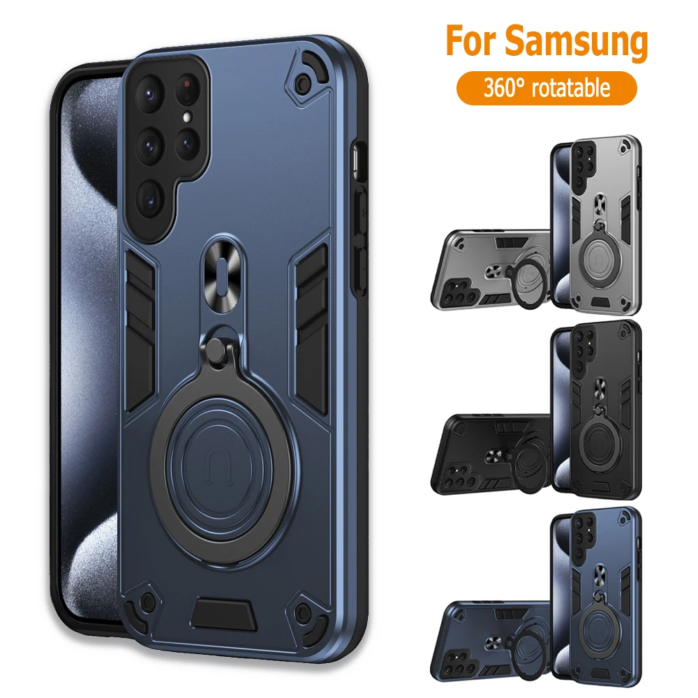 360° Rotating Ring Holder bracket Phone Case For Samsung Galaxy S25 Ultra Plus S24 S23 FE A55 A54 A36 A15 A14 Protective Cover