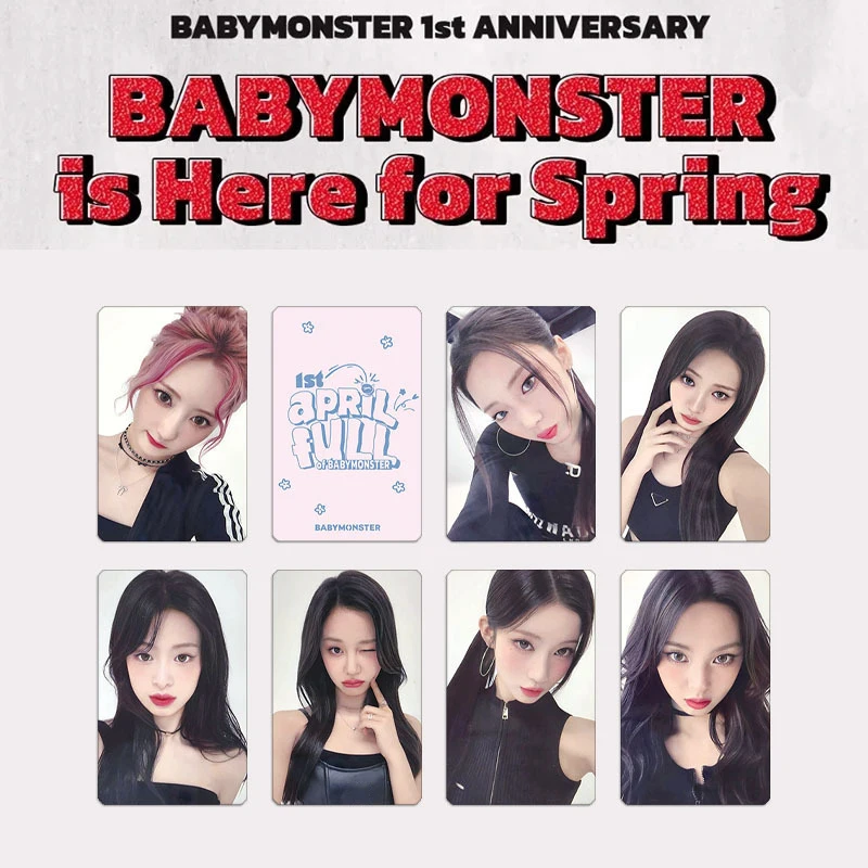 7/21Pcs/Set Kpop Babymonster 1st April Full Selfie Cards Ahyeon Rami Ruka Asa 1TH Anniversary Photocards Fans Collect Postcards