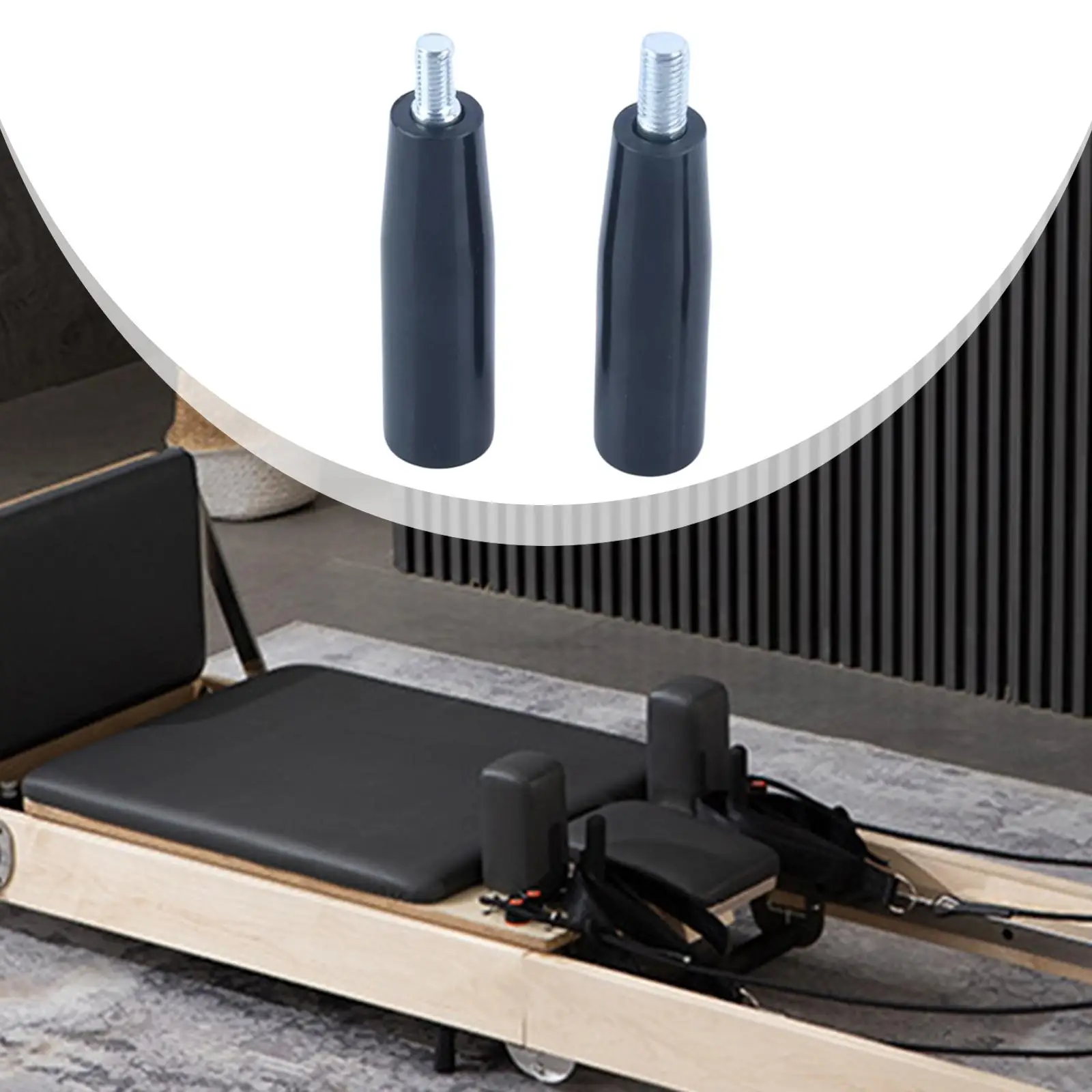 Soporte de Cuerda Roscado para Pilates, Acero Negro Brillante, Repuesto para Tabla Reformer, para Máquinas de Pilates y Ejercicios Abdominales en Casa