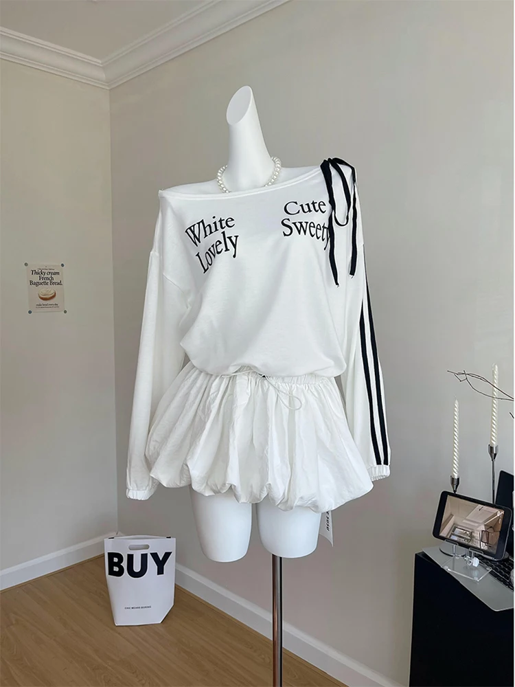 Herbst Winter koreanische stilvolle Langarm Gyaru Mini Sweatshirts Kleid Design Frauen Kleider Kpop einteilige Party Y2k Streetwear