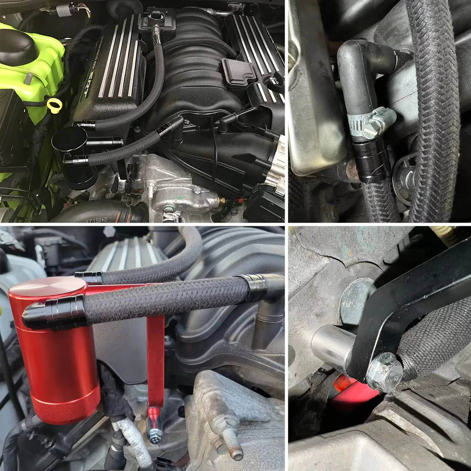 Oil and gas separator car modification oil breathable pot suitable for Dodge Challenger Chrysler Z-bracket 6.4L 11-21