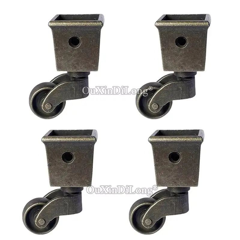 

Retro Vintage 4PCS Zinc Alloy Furniture Casters Bar Table Chair Sofa Legs Square Cup Universal Wheels Antique Castors