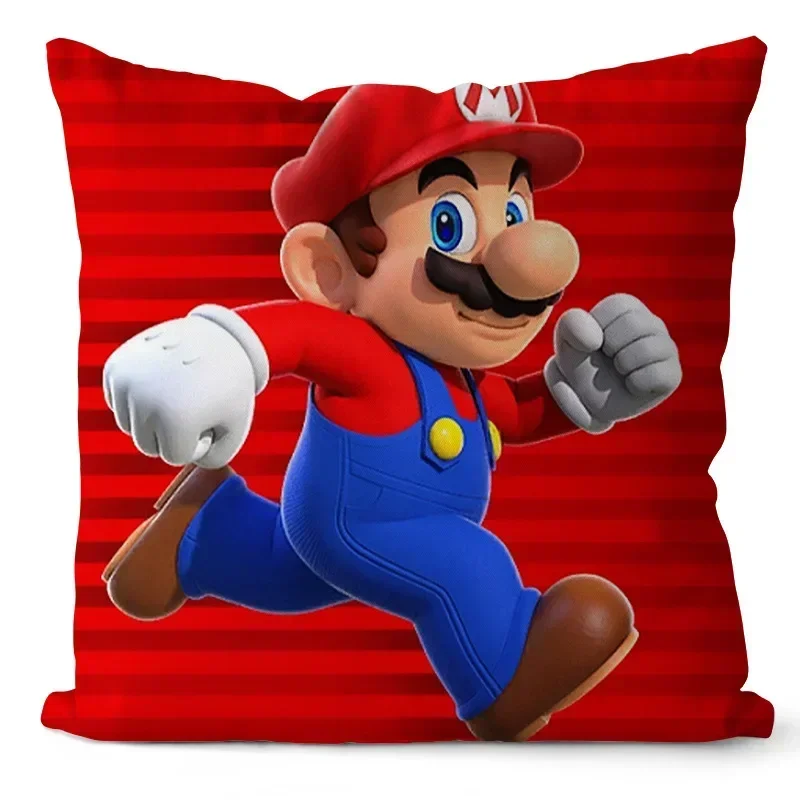 Fundas de almohada de Super Marioes Bros, funda de cojín cálida de 45x45cm, figura de Anime Luigi, funda de almohada de lana, decoración de sofá de