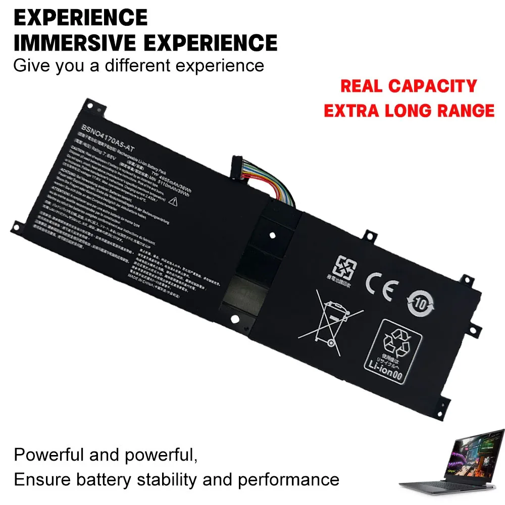 BSNO4170A5-AT BSNO4170A5-LH 7.68V 38Wh 4955mAh Laptop Battery for Lenovo Miix 510-12ISK 520-12IKB 525-12IKB 5B10L67278