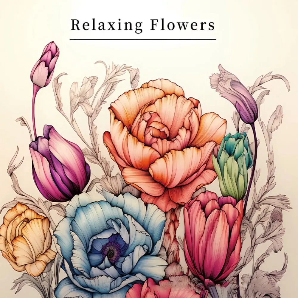 

Stress Relieving Flower Coloring Book 20 Sheets Relaxation Hand Drawn Book Funny CUTE & SIMPLE Graffiti Painting Book Crayon