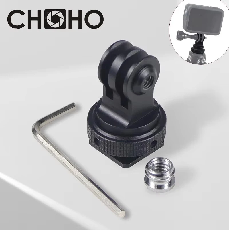 For Gopro Accesorios CNC Aluminum Mount Alloy 1/4 Tripod Rotaion Adapter Hotshoe For Go Pro Hero DJI Action Camera Insta360