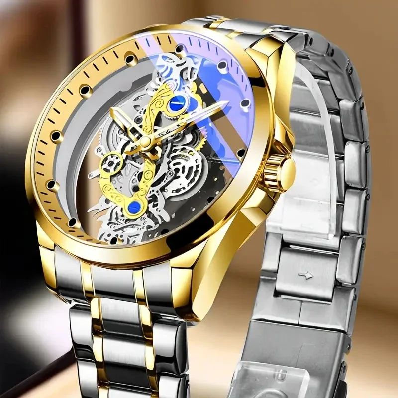 High-Looking Luxury Men's Watch, Fashionable and Casual Quartz Watch for Male Students, Elegant Men's Watch with Skeleton Design. image 3