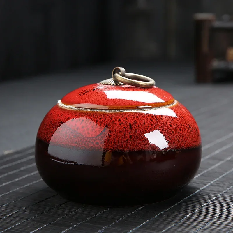 Travel Portable Sealed Tea Jar Porcelain Container Candy Storage Tank Coffee Canister Ceramic teapot transformed kiln Tea Caddy
