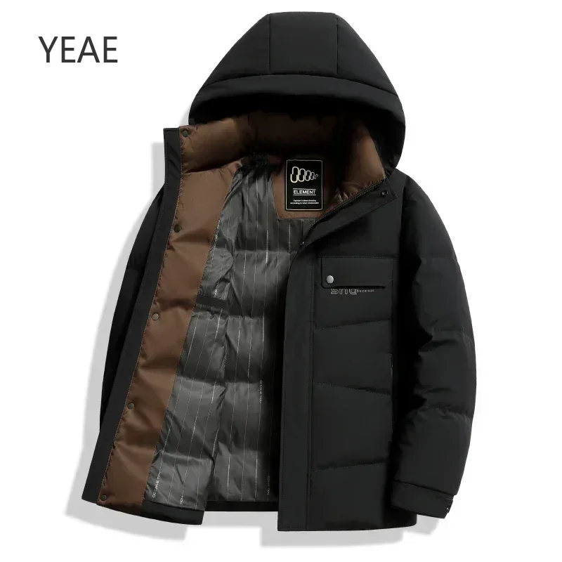YEAE New Winter Down Jacket With Detachable Hood For Men Regular Thickened Men's Down Jacket Winter Warm Coat Top