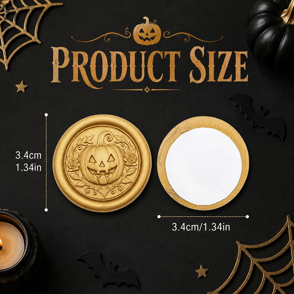 Halloween Embossed Wax Seal Stickers Self-Adhesive Ghost Pumpkin Spider for Envelope Invitation Gift Packaging DIY Decoration