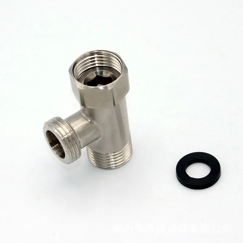 Valvola deviatrice per WC in acciaio inossidabile 304 Adattatore a T G1/2 "Valvola a T Tubo dell'acqua a tre vie per bagno Bidet Spruzzatore Raccordi per doccia