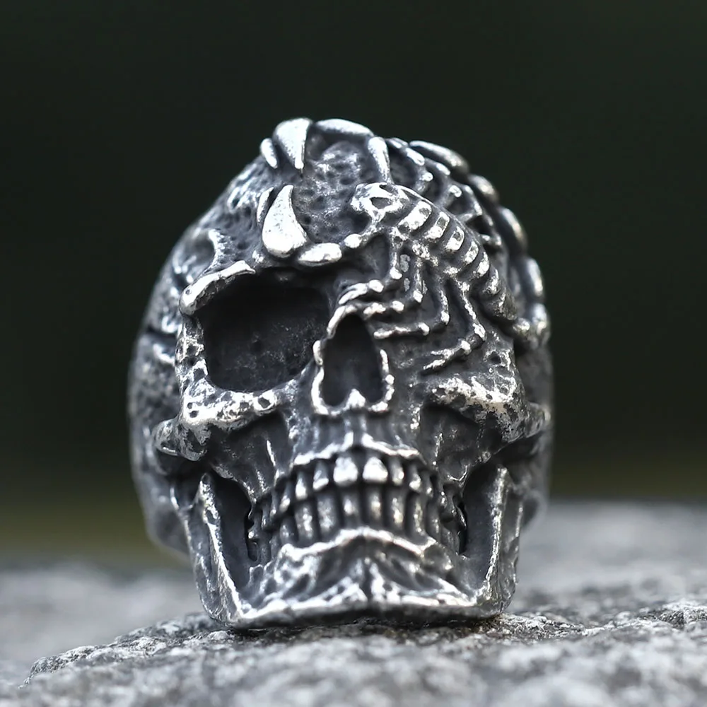 2022ใหม่ผู้ชาย316L สแตนเลสสตีลแหวนโกธิค Vintage Spider Skull แหวนผู้ชาย Heavy Punk Demon เครื่องประดับของขวัญ Dropshipping