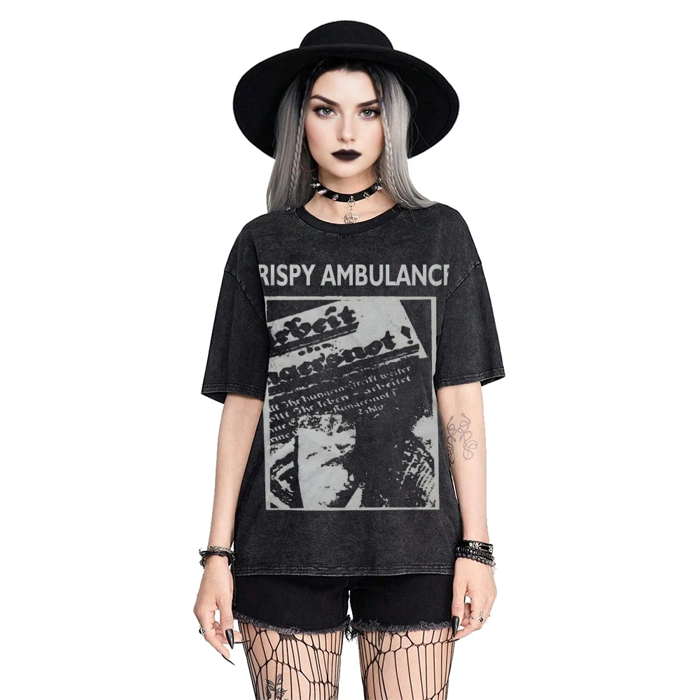 

Футболка унисекс в разнообразном стиле, винтажная стираная, хрустящая, с принтом скорой помощи, с коротким рукавом, уличная одежда в стиле ретро, хип-хоп, новинка лета, удобная