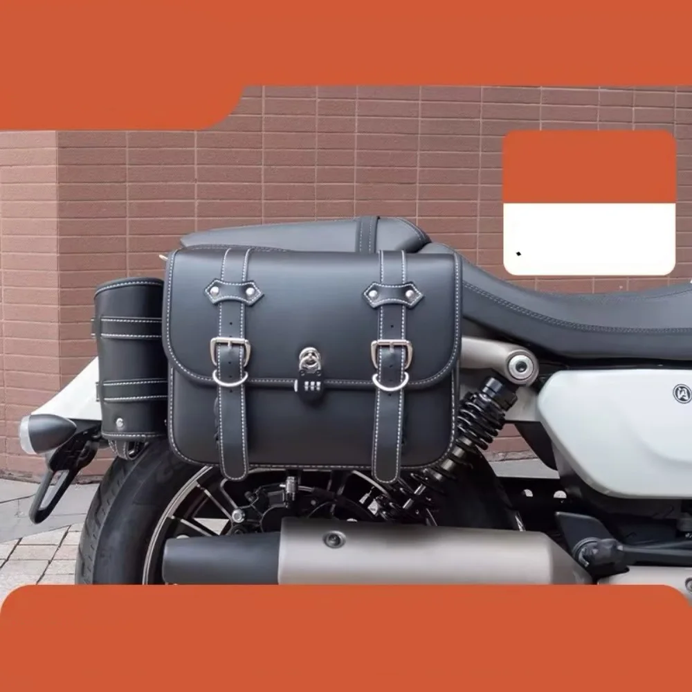 Side Saddlebag with Mount Bracket for QJMOTOR SRV300 SRV350, Motorcycle Waterproof Travel Side Bag Support Rack Mod Kit