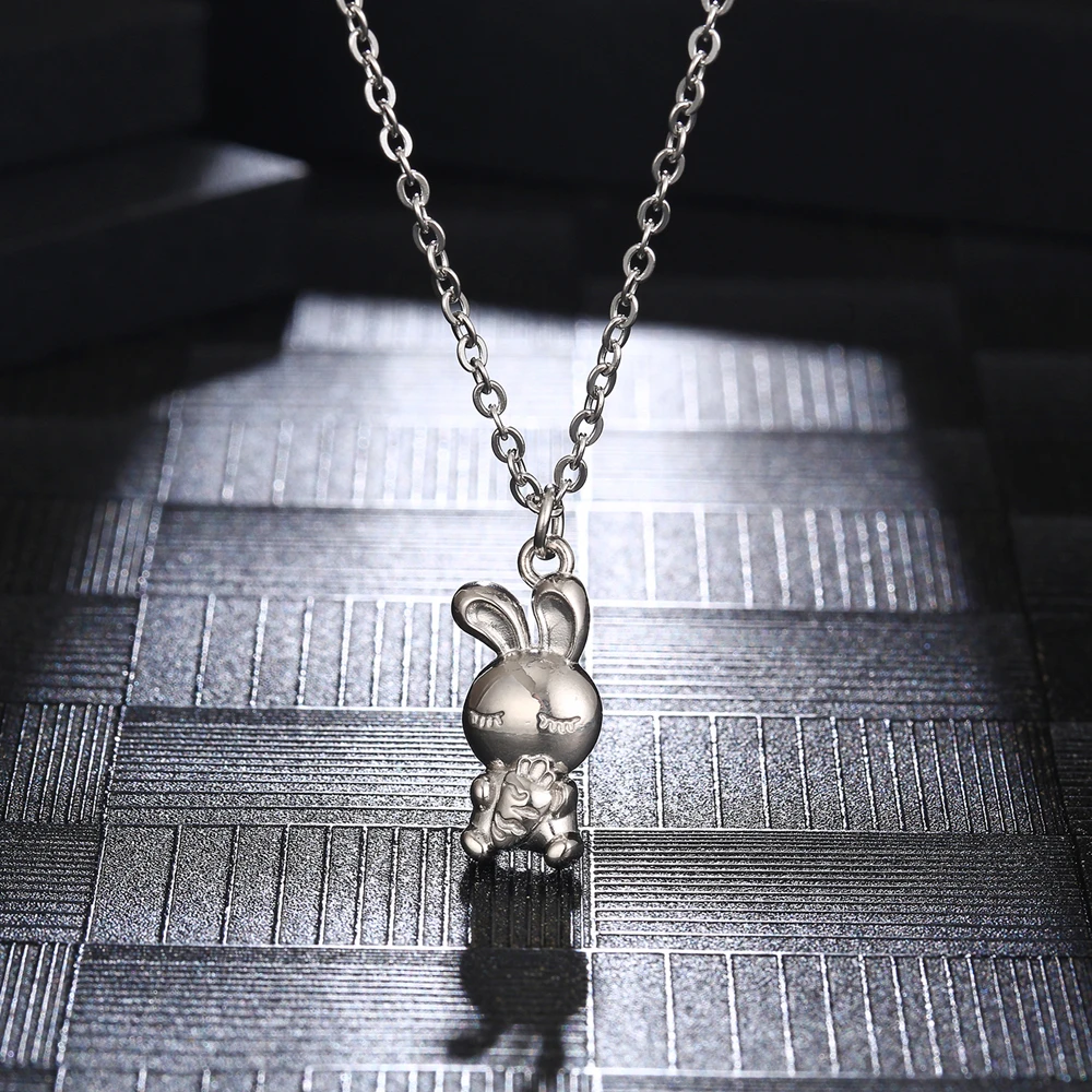 Stainless Steel Rabbit Radish Animal Delicate Pendant Necklace Jewelry Gift For Women