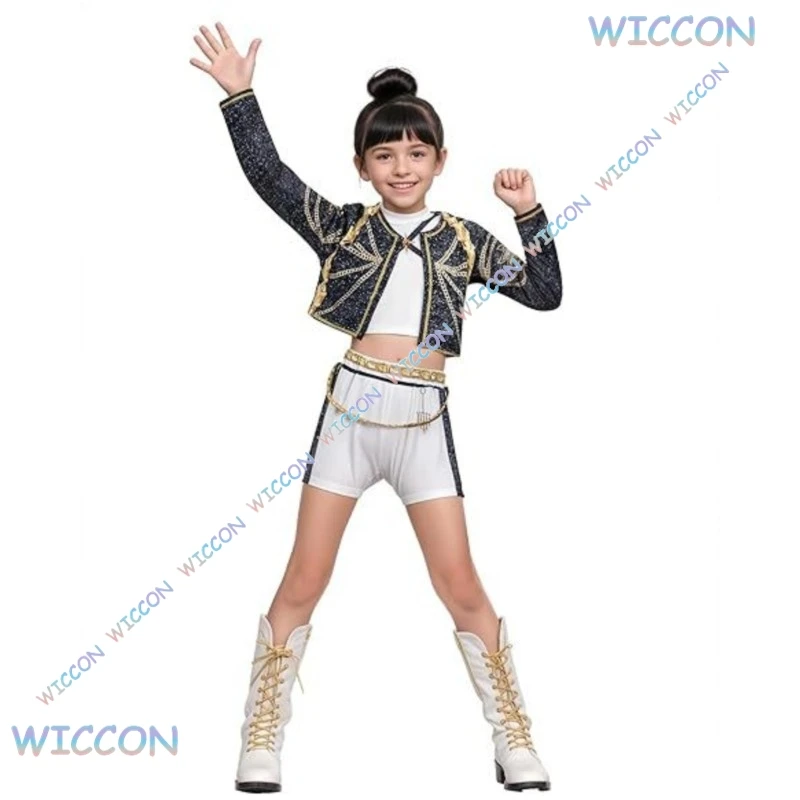 [أوهاكوس] ‌ ‌ ‌ أنيمي Kpop شيطان الاطفال هنتر تأثيري رومي زوي ميرا تأثيري بدلة كاملة الفتيات نمط الاطفال مرحلة الأداء الملابس قاعة